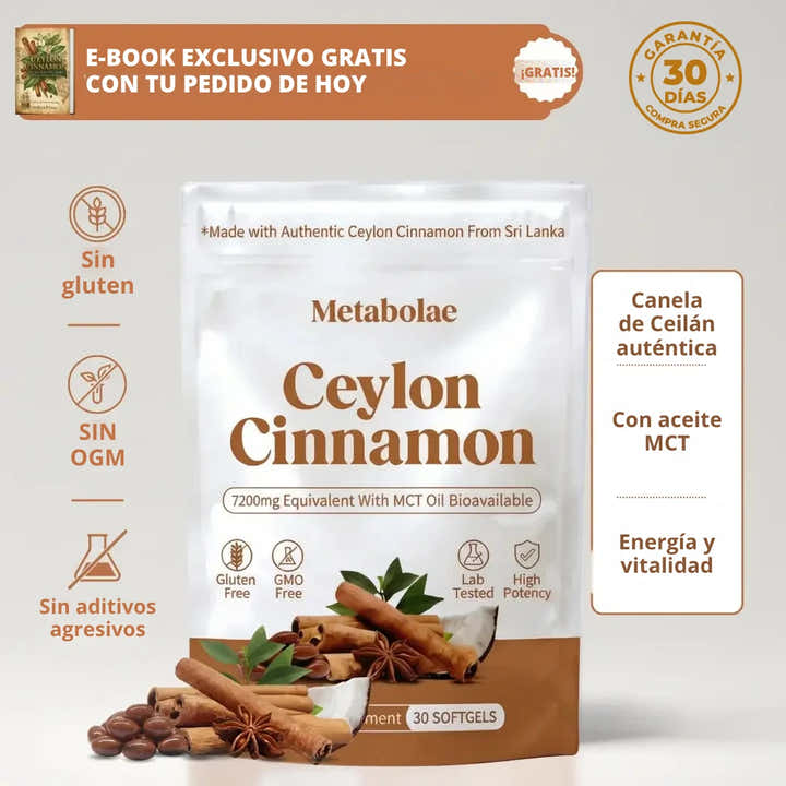 Ceylana Metabole · Canela de Ceilán 7200 mg con aceite MCT