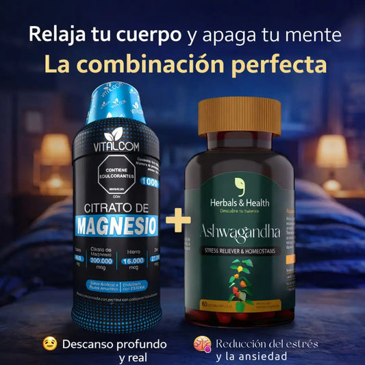 ZenNoche™ – Ritual de Descanso Profundo (1 Citrato de Magnesio + 1 Tarro de Ashwagandha)