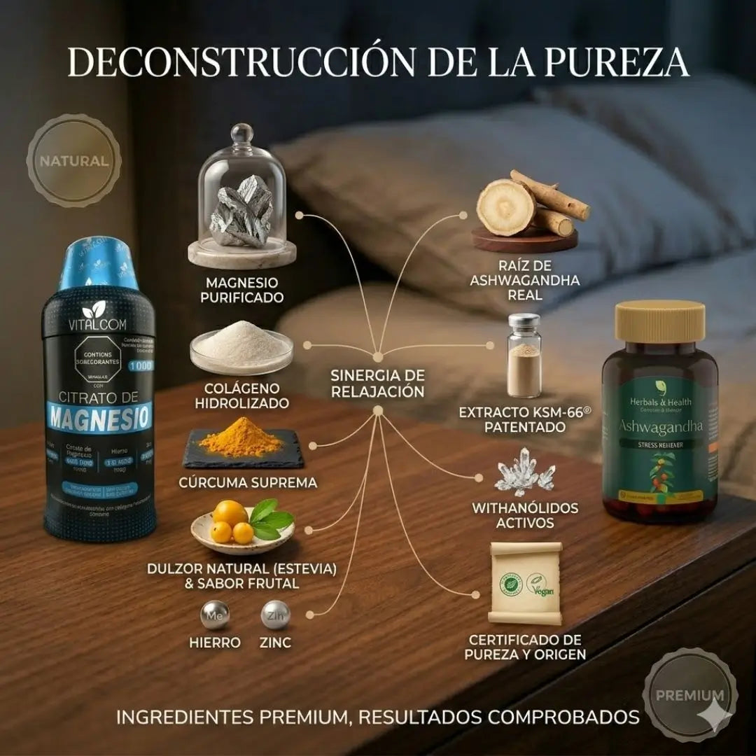 ZenNoche™ – Ritual de Descanso Profundo (1 Citrato de Magnesio + 1 Tarro de Ashwagandha)