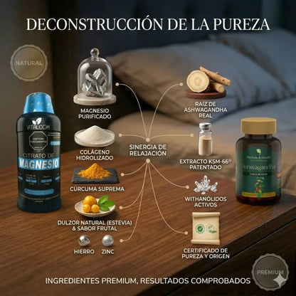 ZenNoche™ – Ritual de Descanso Profundo (1 Citrato de Magnesio + 1 Tarro de Ashwagandha)
