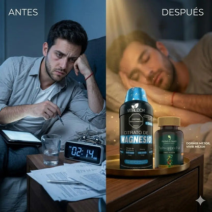 ZenNoche™ – Ritual de Descanso Profundo (1 Citrato de Magnesio + 1 Tarro de Ashwagandha)