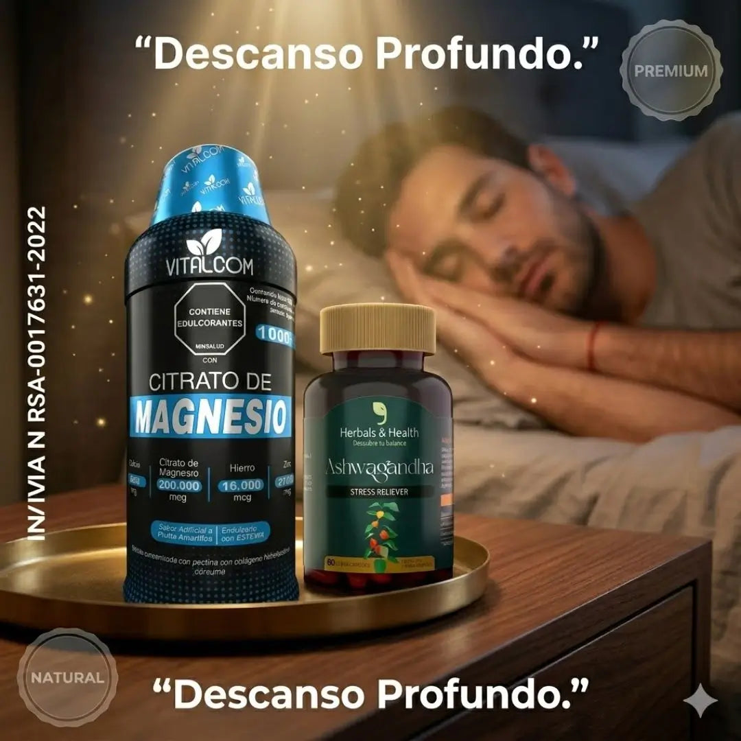 ZenNoche™ – Ritual de Descanso Profundo (1 Citrato de Magnesio + 1 Tarro de Ashwagandha)