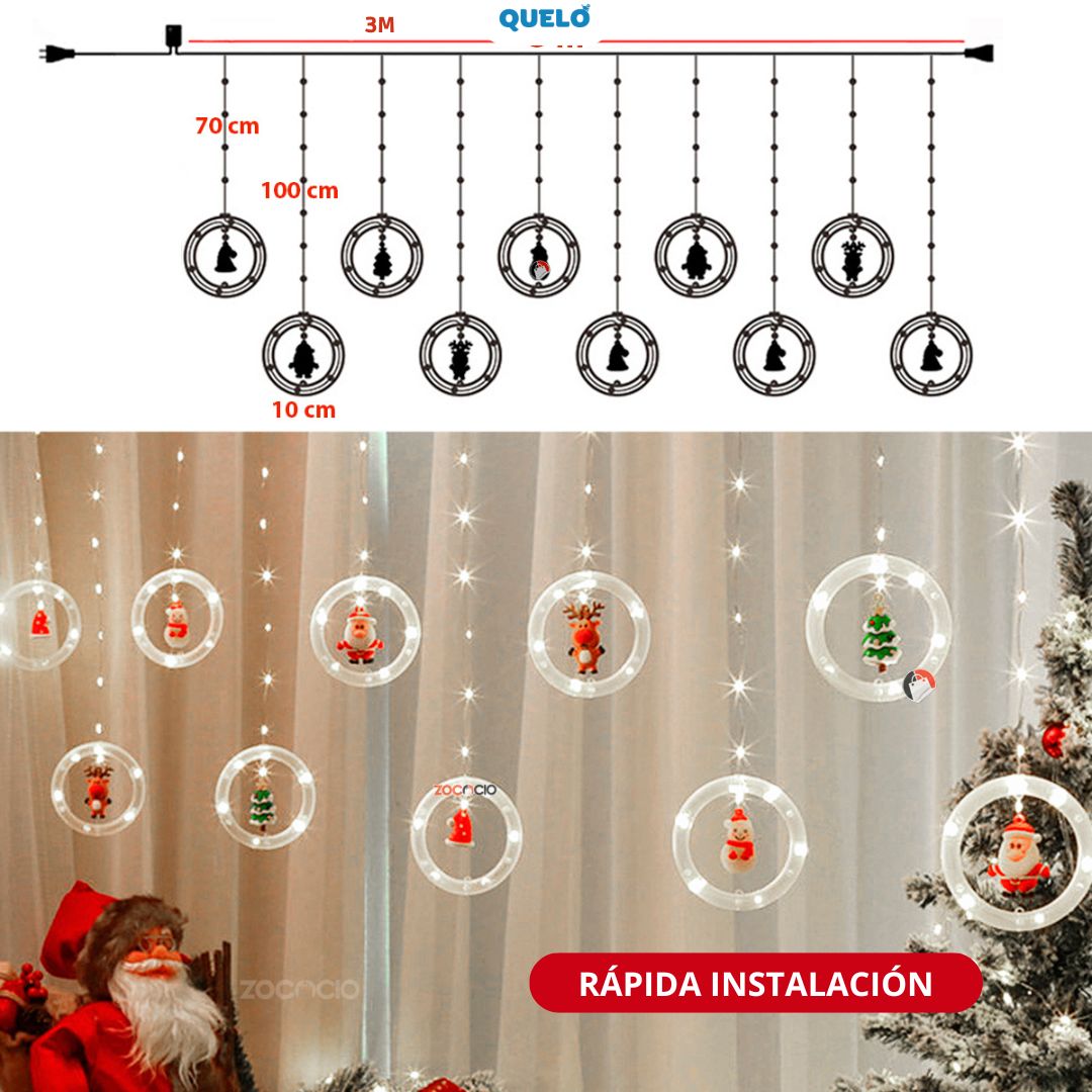 Oferta X2 | Cortina De Aros Con Figuras Navideñas™