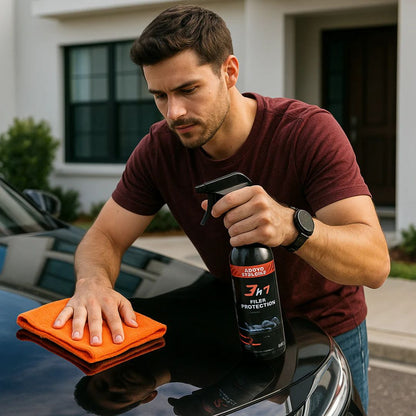 Addio Sporco™ 3 en 1 – Brillo y Protección sin Lavados por 6 Meses (GRATIS 🎁 paño + esponja)