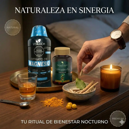 ZenNoche™ – Ritual de Descanso Profundo (1 Citrato de Magnesio + 1 Tarro de Ashwagandha)