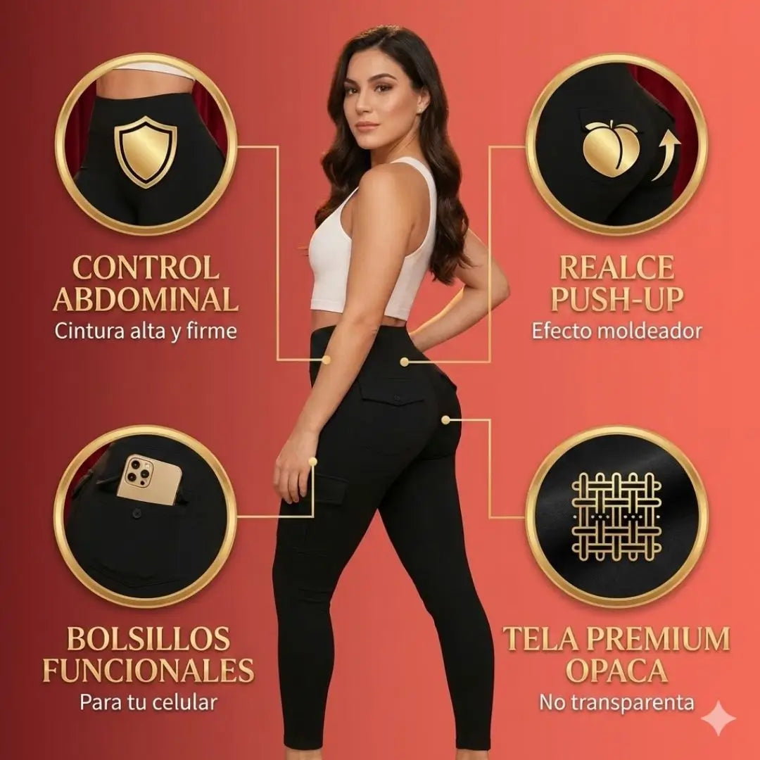 Leggings Moldeadores PushFit tipo cargo + GRATIS 2 Tapapezones