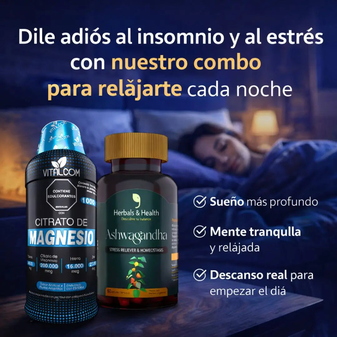 ZenNoche™ – Ritual de Descanso Profundo (1 Citrato de Magnesio + 1 Tarro de Ashwagandha)