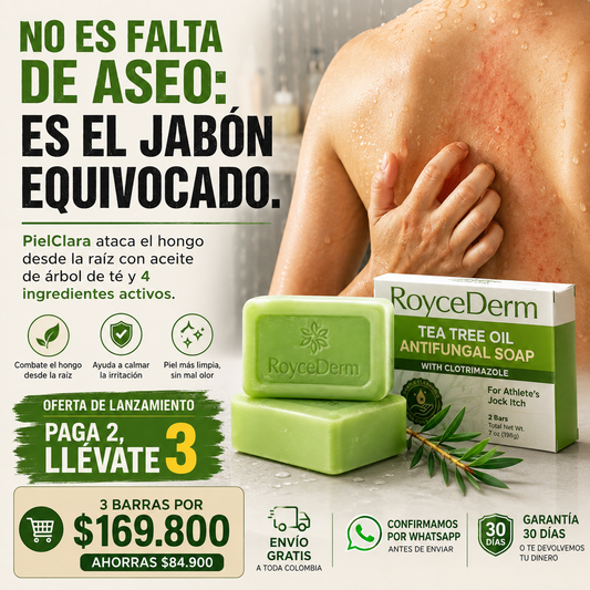 PielClara – Barra Antifúngica de Árbol de Té