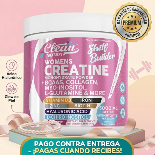 Creatina para Mujeres | Monohidrato de Creatina + BCAA Polvo Mio-Inositol Colágeno Biotina Ácido Hialurónico Folato L Glutamina Vitamina D3 Hierro Zinc D-Chiro-Maca