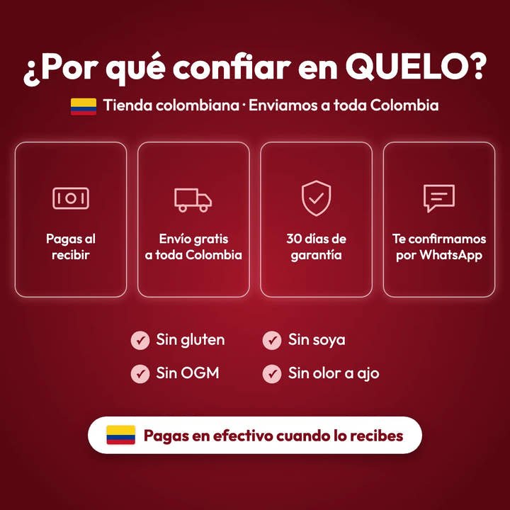 Por qué confiar en QUELO: pagas al recibir y envío gratis a toda Colombia