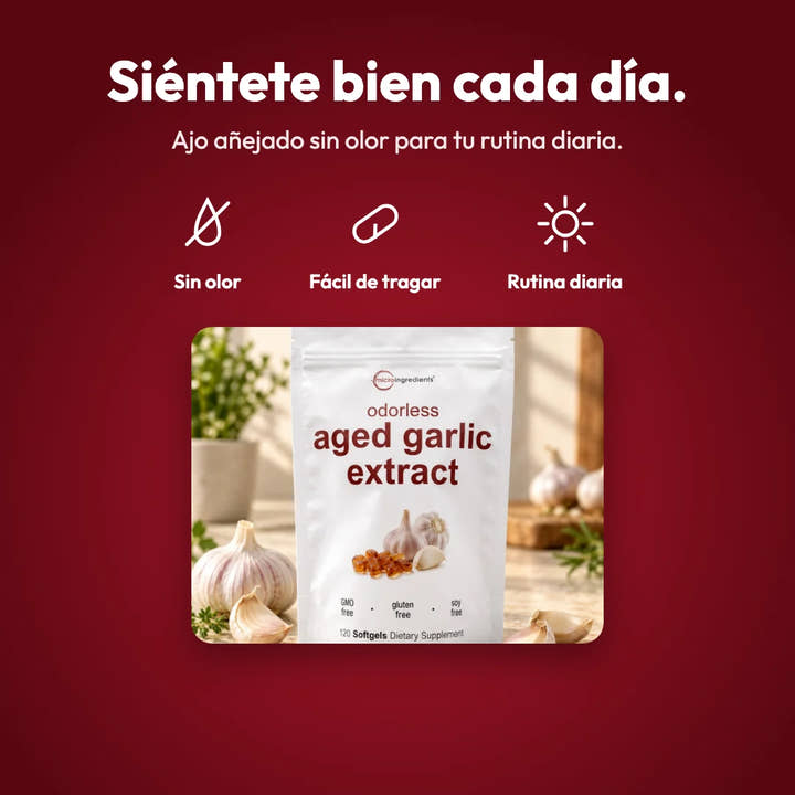 Siéntete bien cada día con ajo añejado sin olor