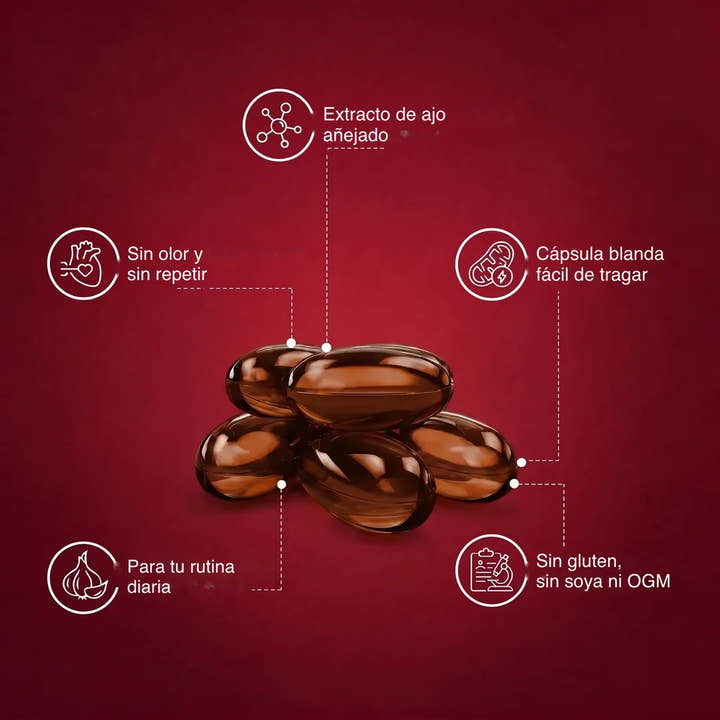 Cápsulas blandas de extracto de ajo añejado