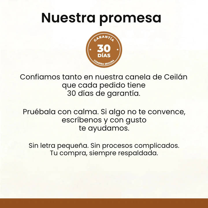 Nuestra promesa: 30 días de garantía