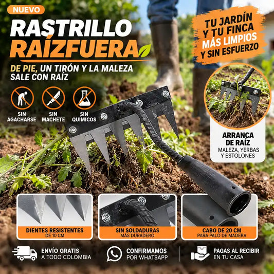 Rastrillo RaízFuera – Rastrillo de deshierbe de pie con dientes reemplazables